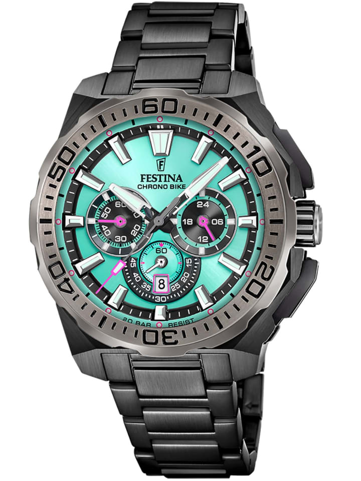 Festina Herrenuhr Chronograph Limited Edition Schwarz/Türkis günstig kaufen onesize