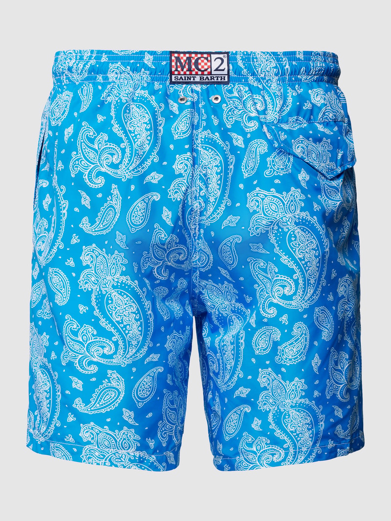 Badehose mit Allover-Print Modell 'LIGHTING' in blau