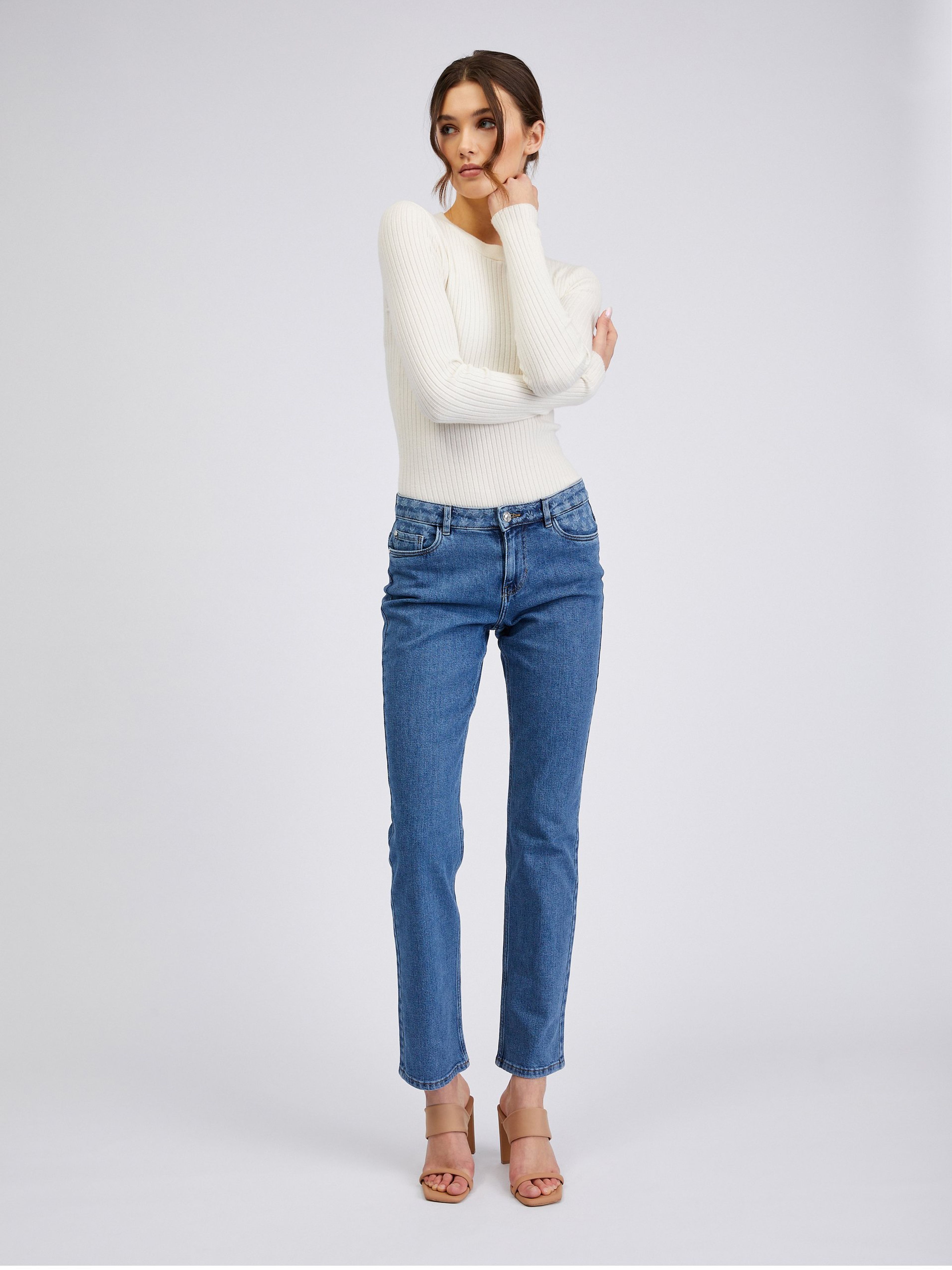 Blaue Straight Fit Damen Jeans ORSAY