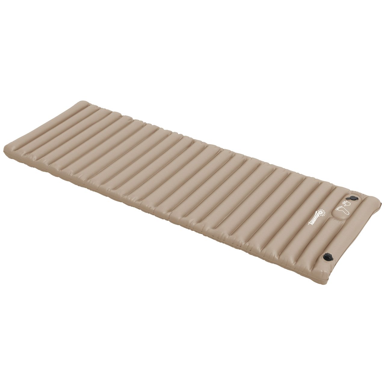 Outsunny Camping Isomatte, Luftmatratze mit Fußpumpe, Tragetasche, Khaki