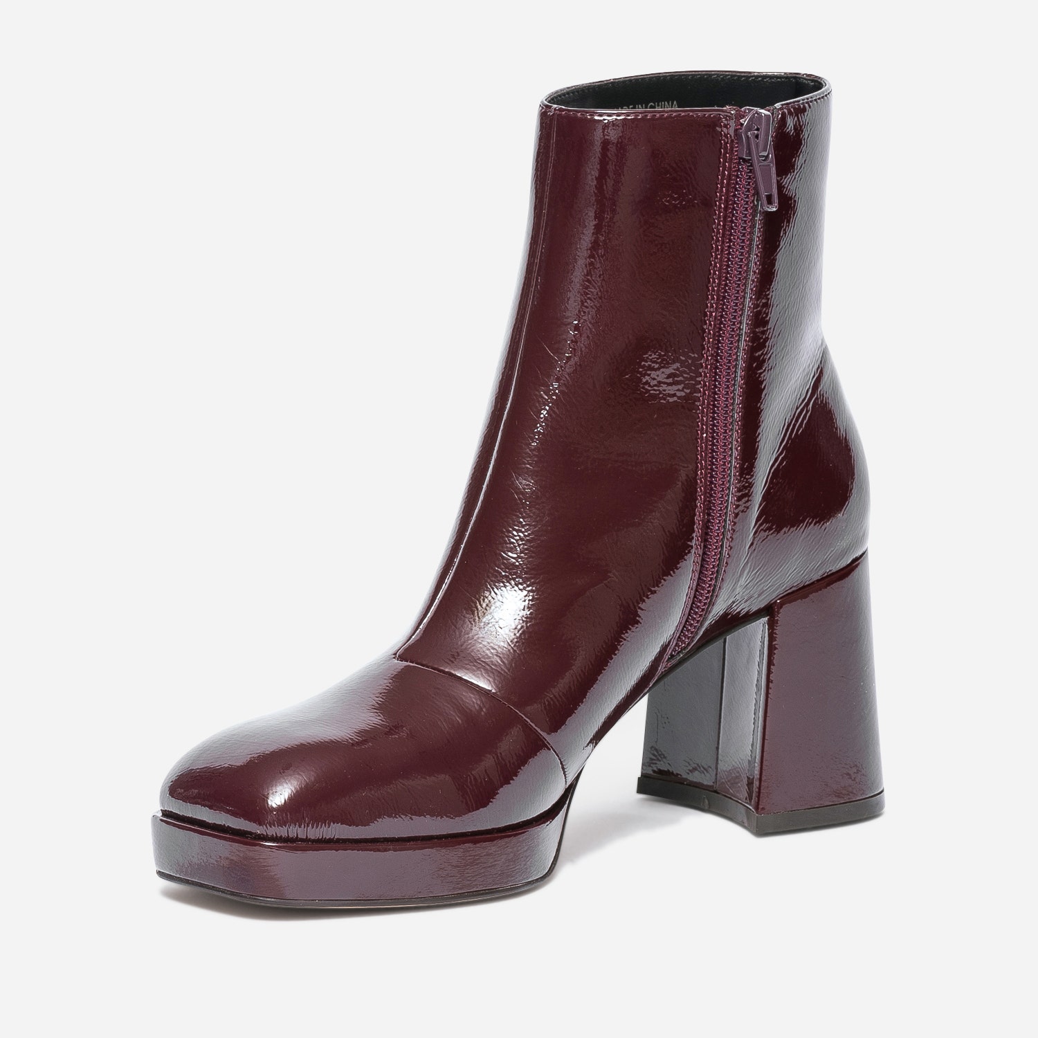Boots bordeaux verni à plateforme