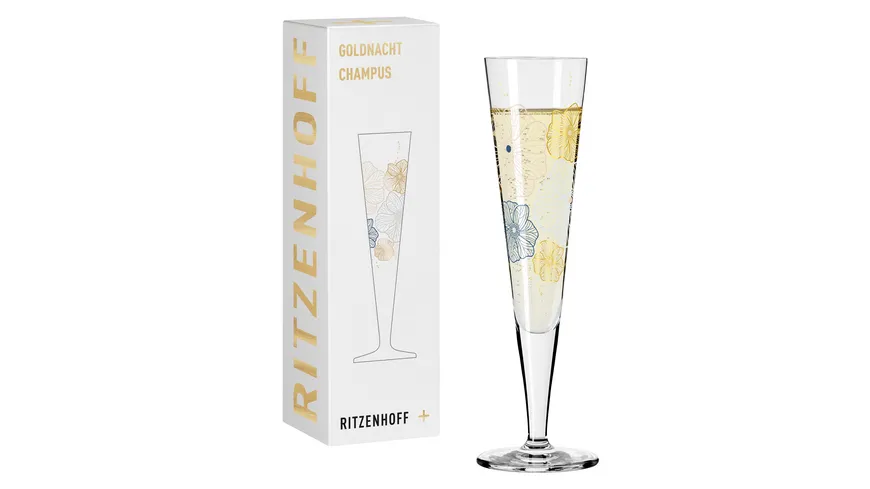 RITZENHOFF Champagnerglas Goldnacht  #36 von Concetta Lorenzo H23 Schwarz, Silber, Gold