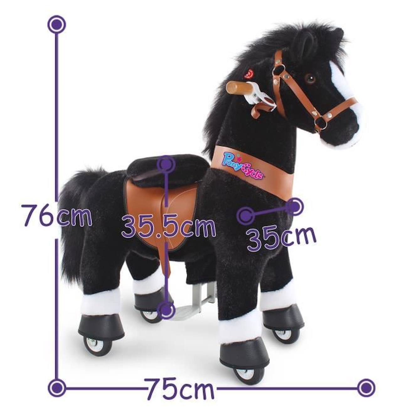 PonyCycle Modèle U Cheval à Bascule Jouet Cheval qui Avance Cheval noir avec frein et son Taille 3 pour les 3-5 ans Ux326 noir