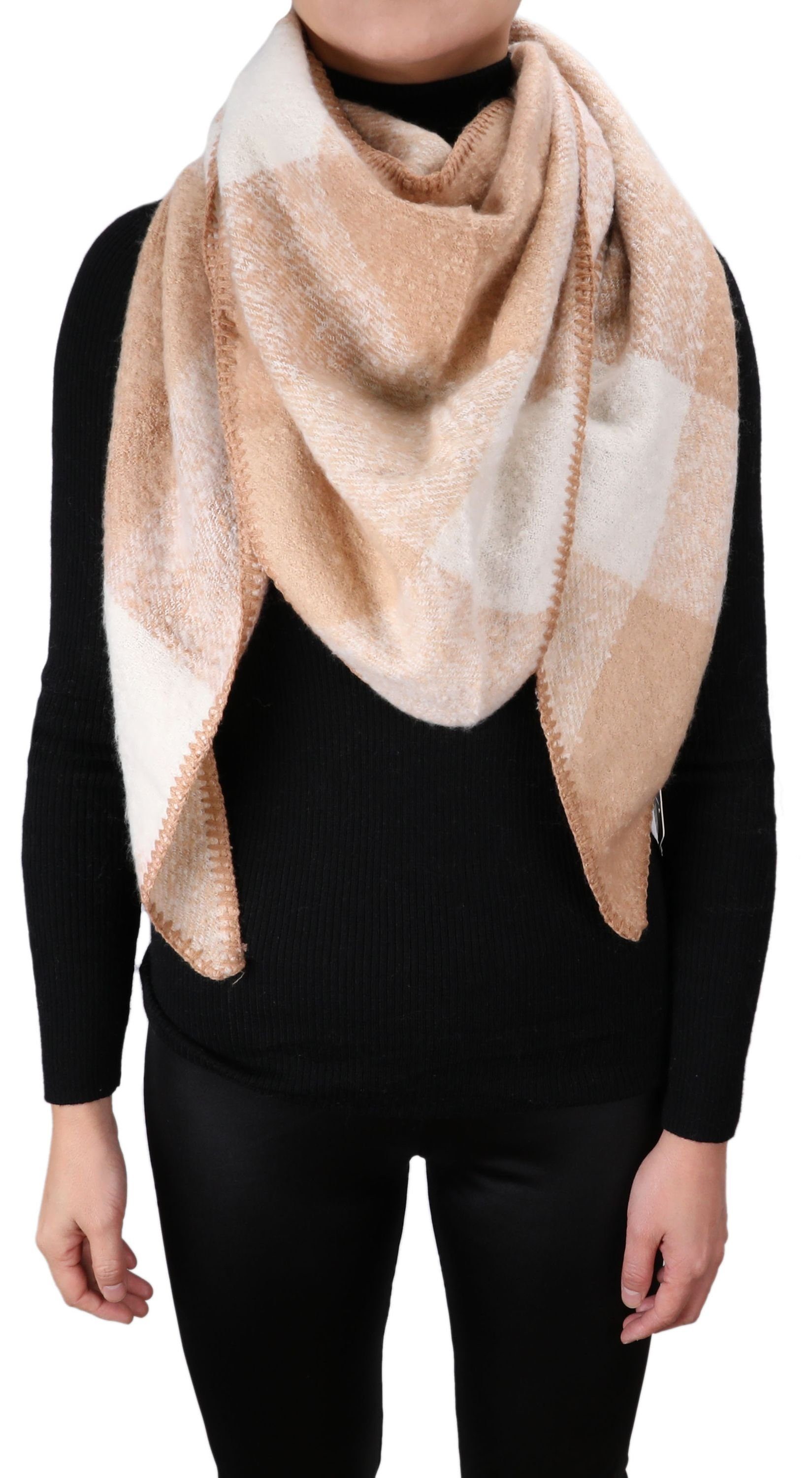 irisaa Modetuch Schal Damen flauschige Dreiecksschal mit Leopard Karomuster 90 * 80cm