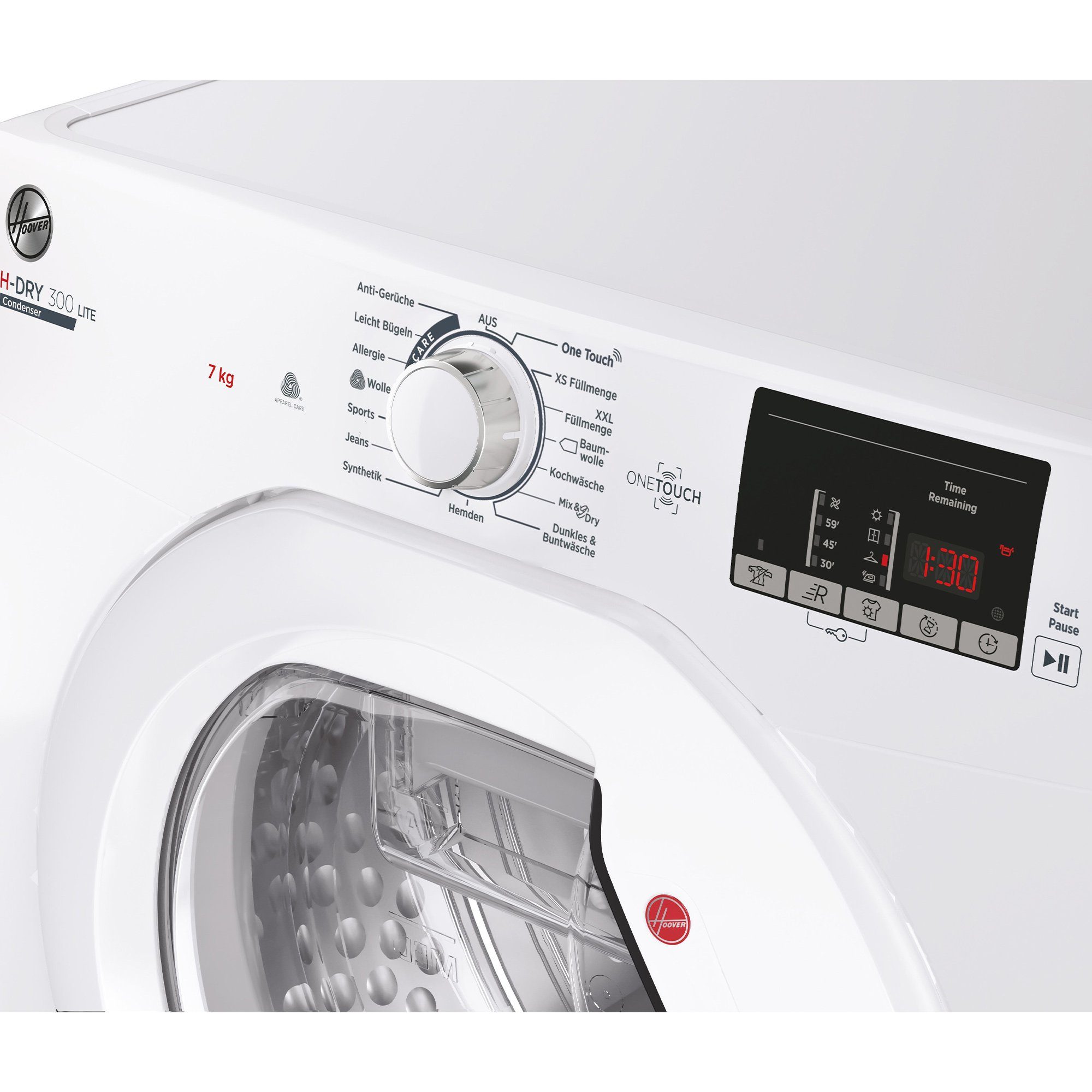Hoover Kondenstrockner H-DRY 300 LITE Design HLE C7DE-84, 7 kg, NFC-Technologie, AquaVision, 16 Programme, Digitaldisplay