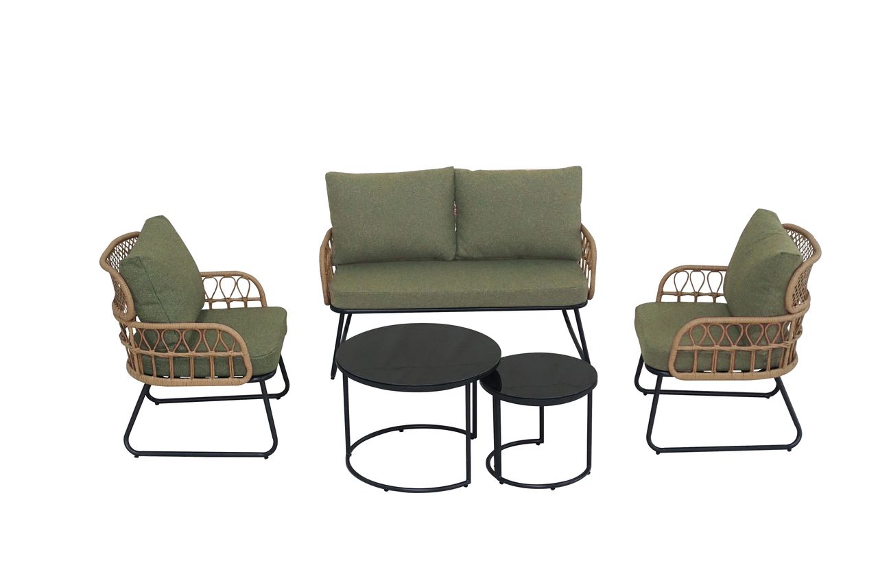 Happy Home Happy Home Rattan-Gartenset 5 tlg. mit Sitzkissen HGS51-GRN, grün
