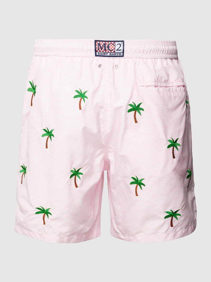 Badehose mit Motiv-Stitching Modell 'LIGHTING EMBROIDERY' in rosa