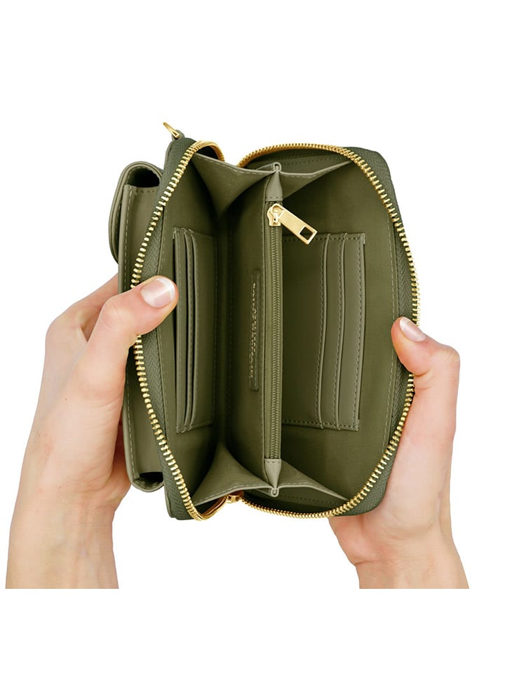 ATELIERS SAINT GERMAIN Leder-Handytasche in Khaki - (B)15 x (H)8 x (T)2 cm günstig kaufen onesize