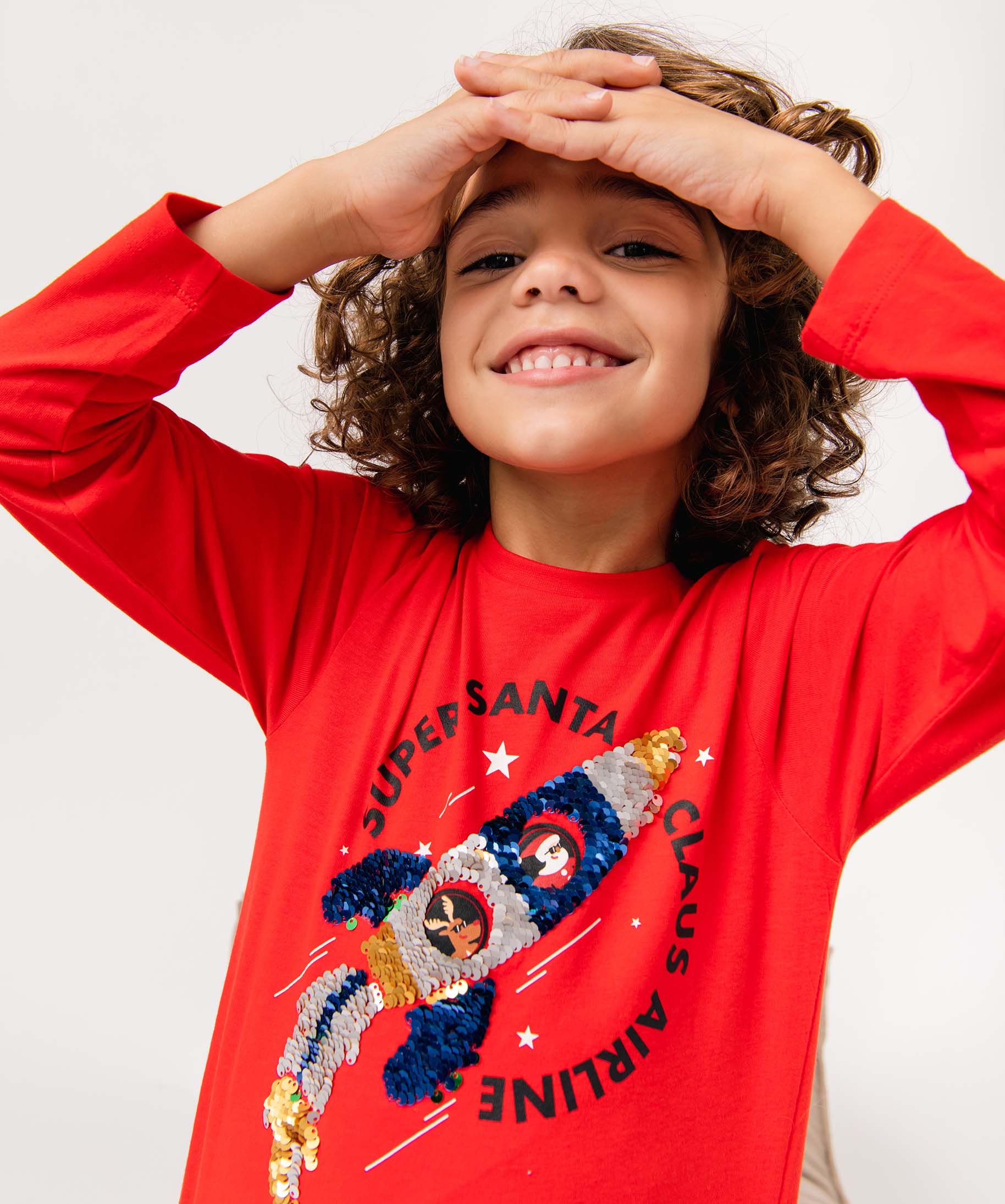 Tee-shirt de Nol Garçon imprimé à sequins réversibles rouge | GEMO