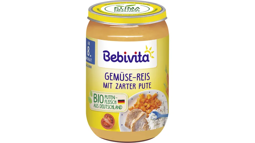 Bebivita Bio Menüs: Gemüse-Reis mit zarter Pute 220 g