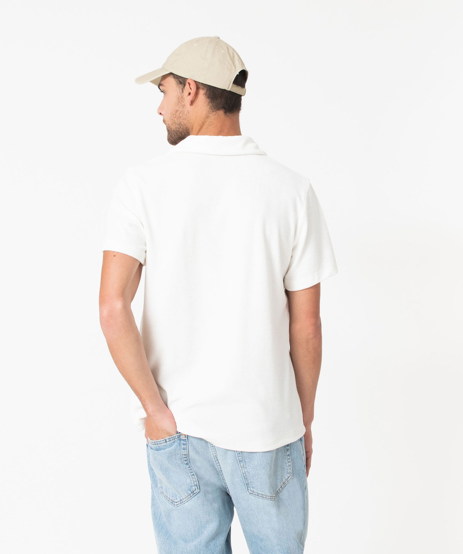 Polo manches courtes en éponge homme blanc | GEMO