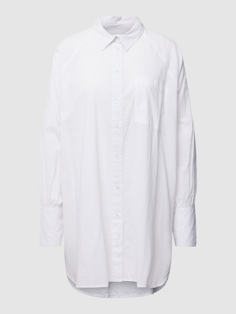 Longbluse mit Umlegekragen in weiß