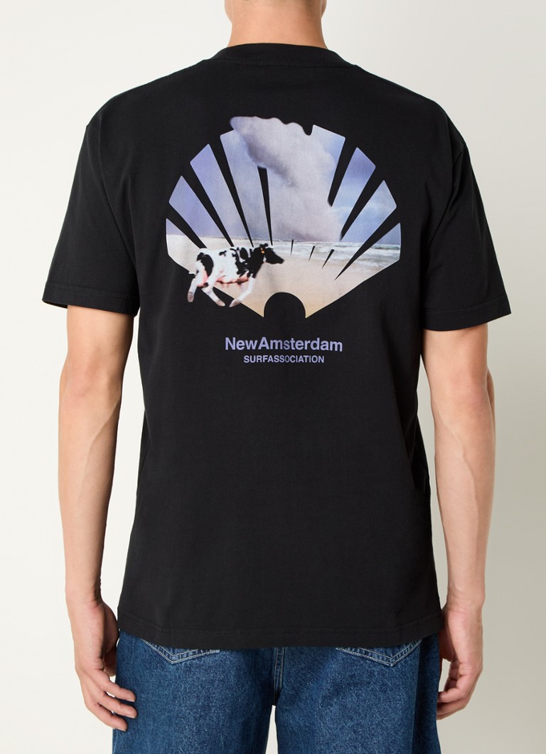Ny Amsterdam Surf Association T-skjorte med logo og trykk på ryggen