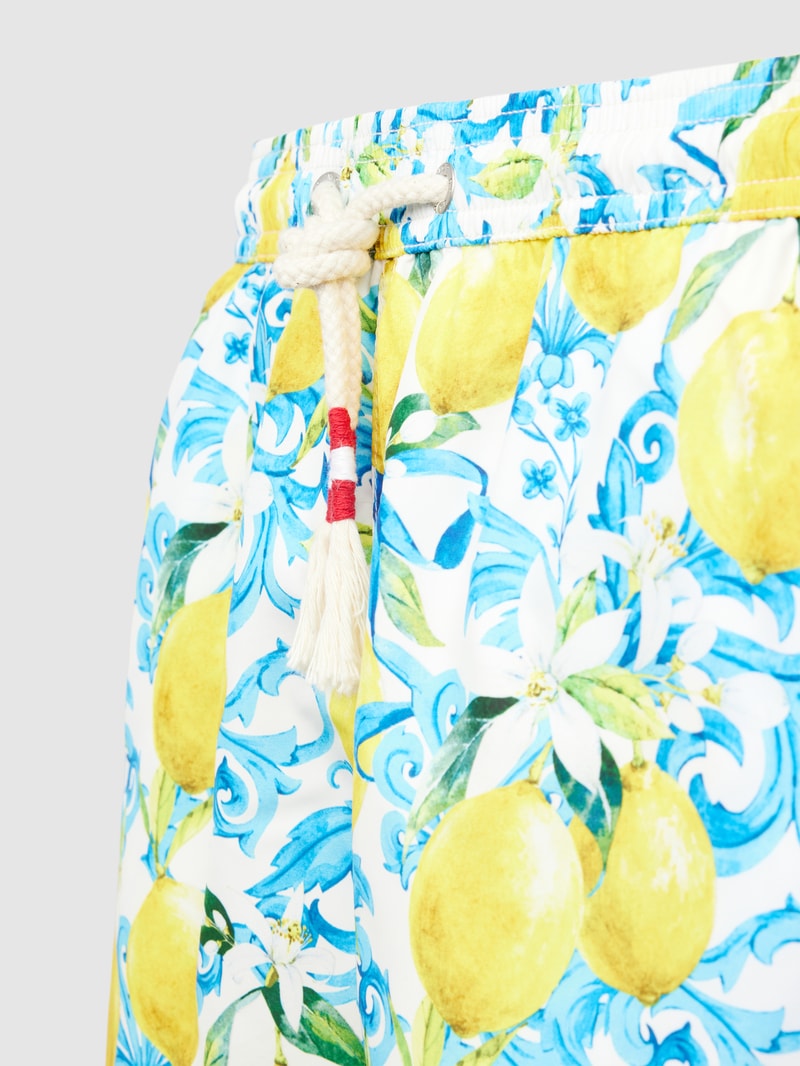 Badehose mit Allover-Muster Modell 'LIGHTING' in gelb
