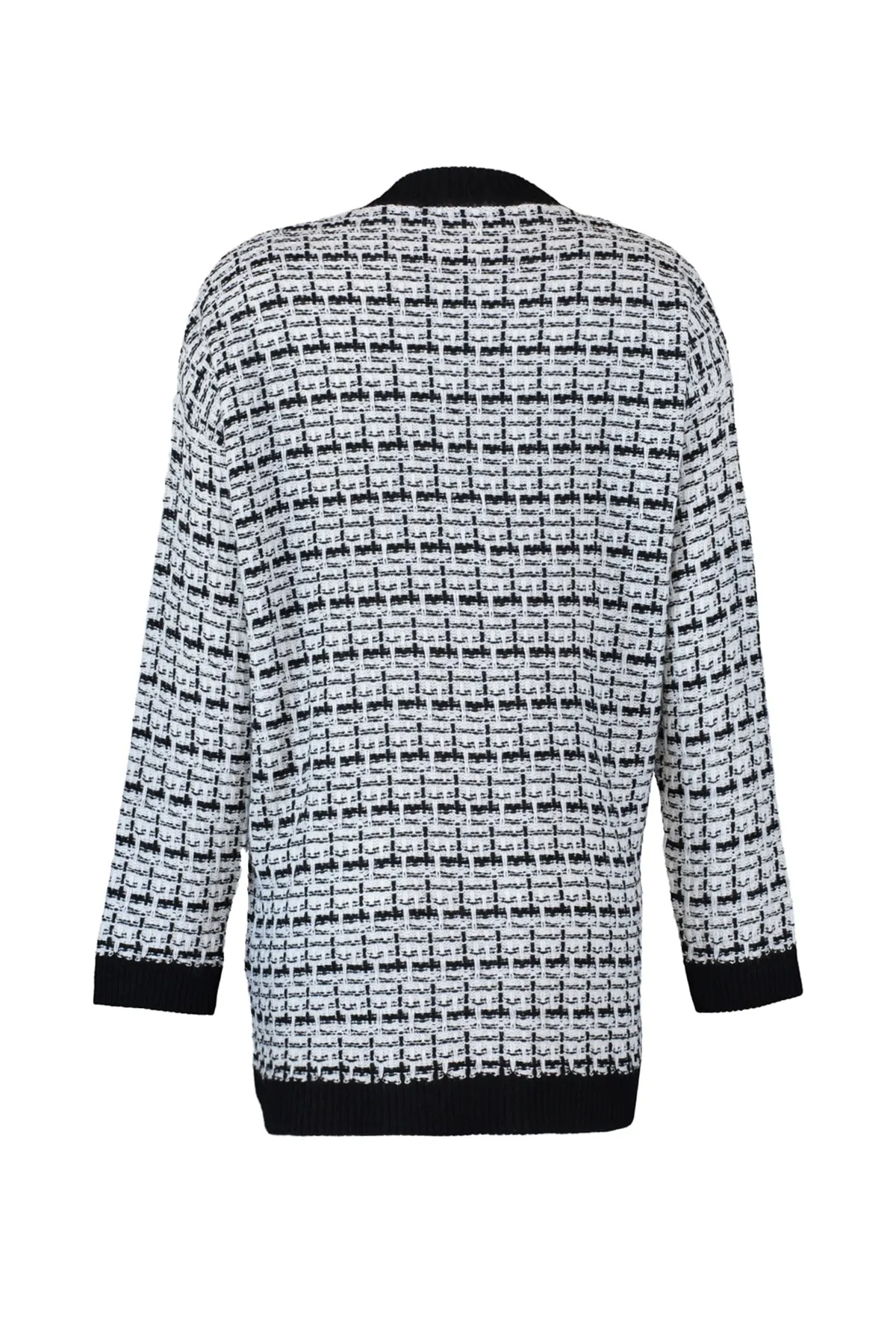 Trendyol Collection  Schwarzer, glitzernder Strickcardigan in Tweed-Optik mit weiter Passform TWOAW21HI0250