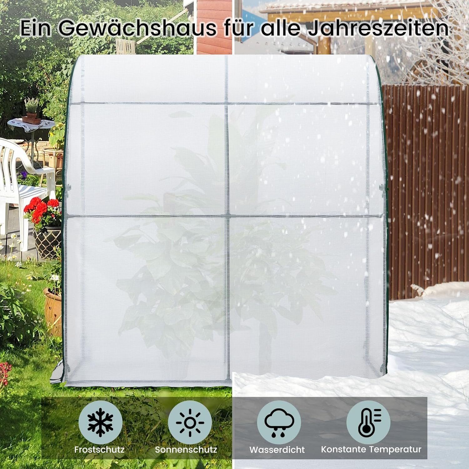 Woltu Gewächshaus, BxTxH: 200 x 100 x 210,00 cm, PE-Plane mit Rolltüren