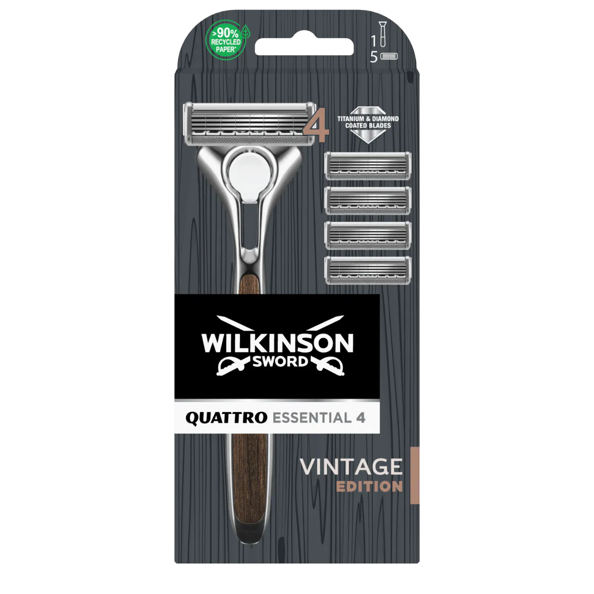 Ξυράφι ασφαλείας Wilkinson Quattro Titanium Vintage Clampack + 4 φυσίγγια