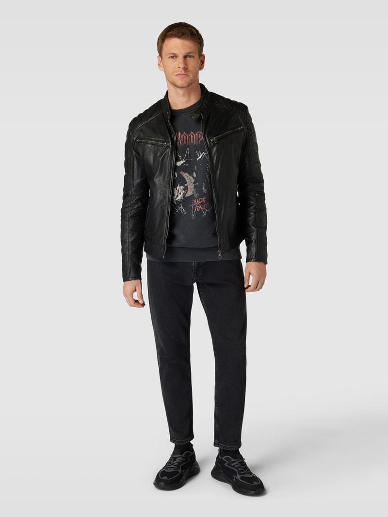 Sweatshirt mit Label-Motiv-Print in schwarz