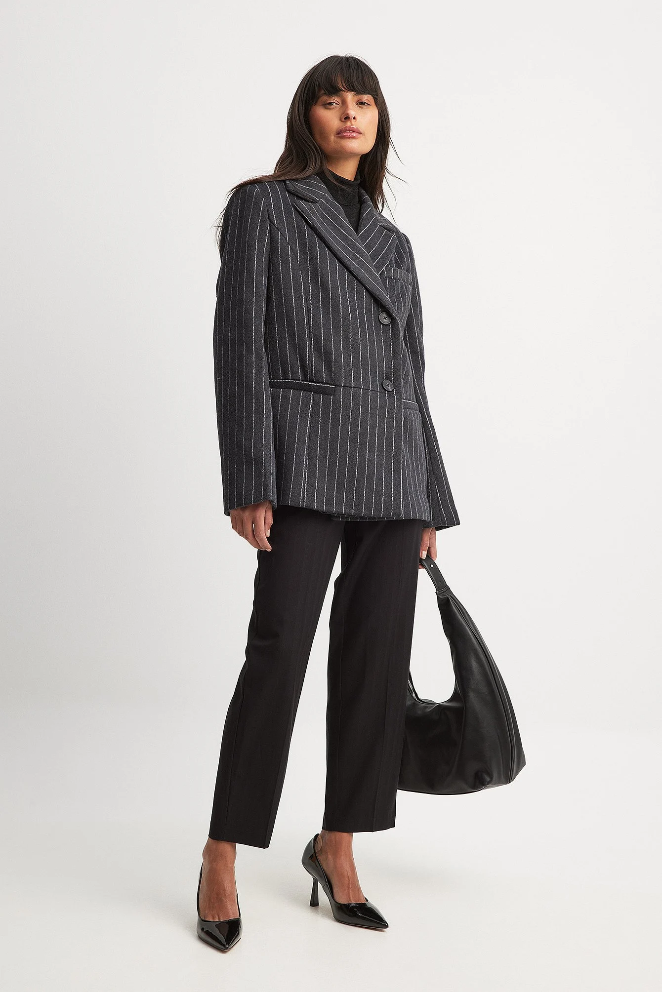 Oversized-Blazerjacke aus Wollmischung