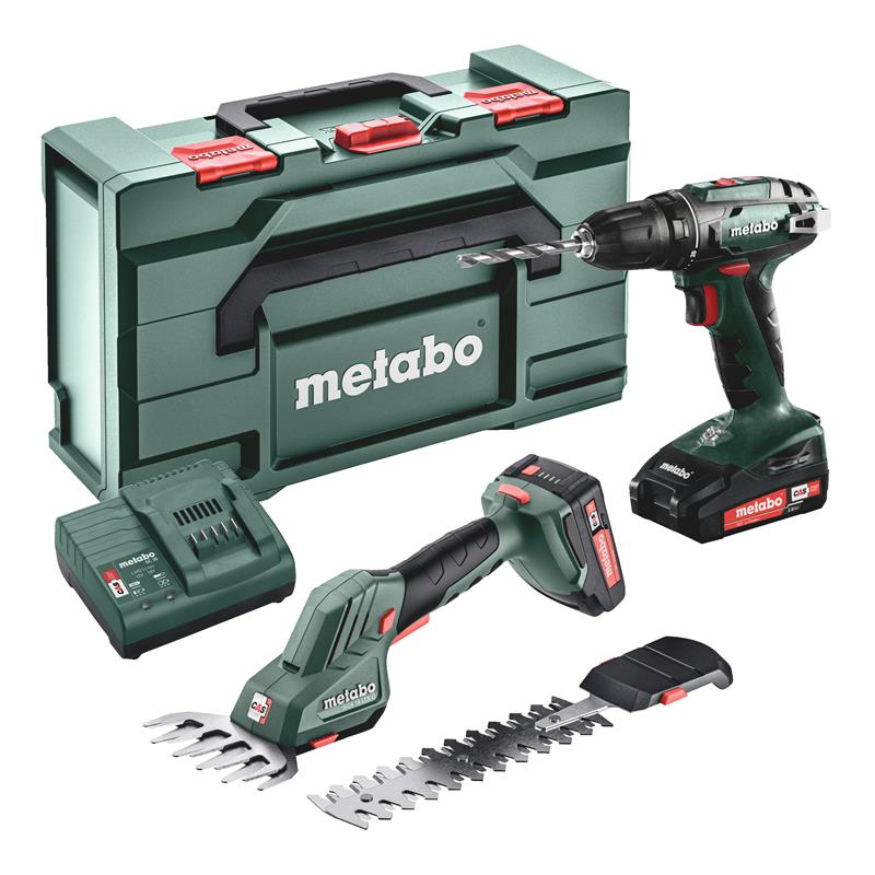 Metabo 685186000 Comboset 2.2.5 18V 2.0Ah Li-Ion - BS18 Accuboor + SGS 18 LTX Q Busk- og gressklipper 685186000
