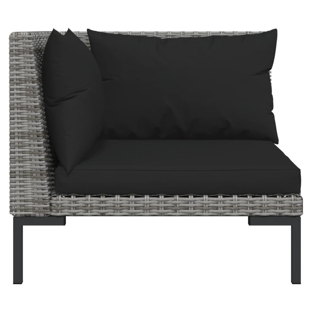 vidaXL Gartenlounge-Set 5-tlg. Garten-Lounge-Set mit Kissen Poly Rattan Dunkelgrau, (1-tlg)
