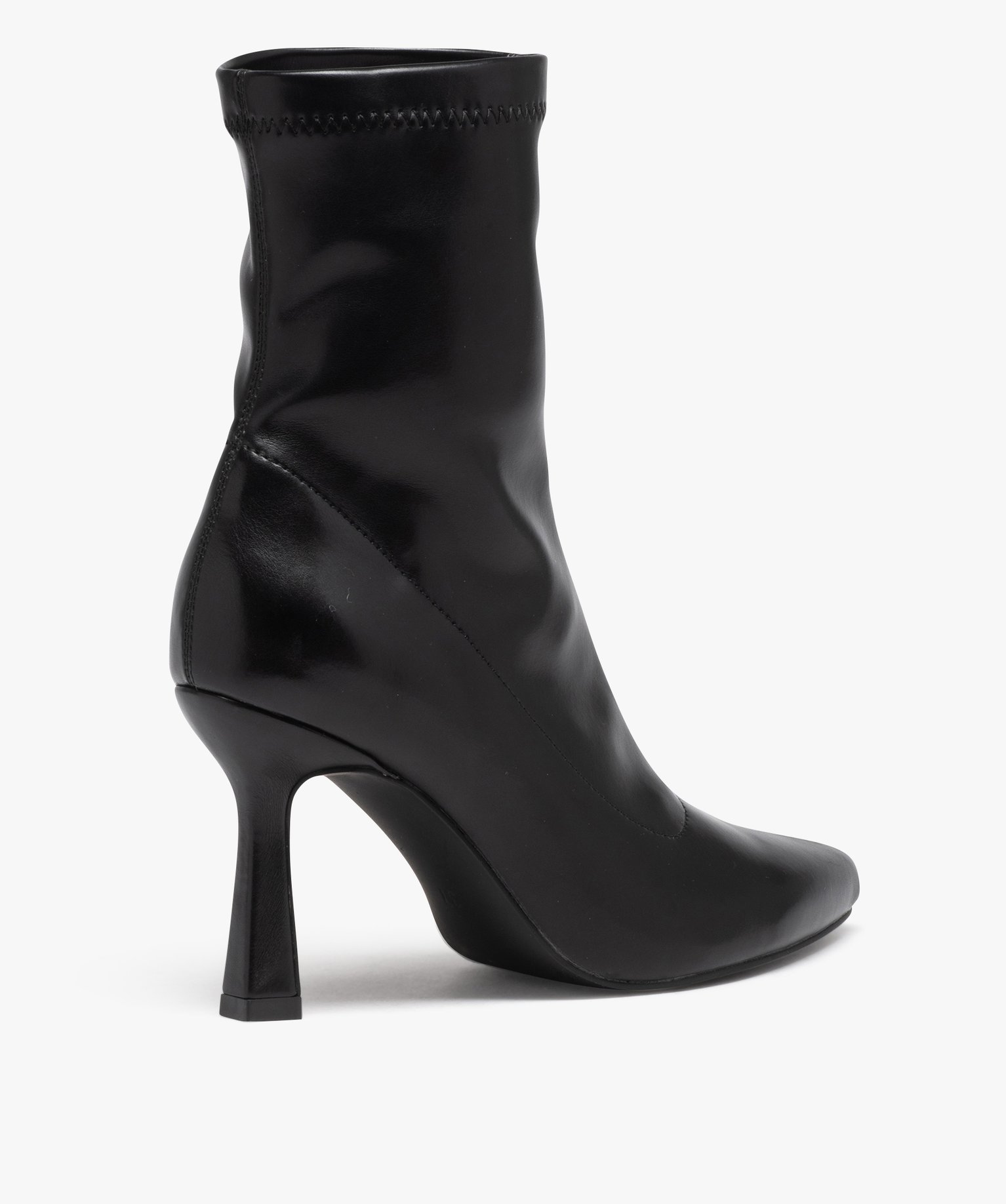 Boots femme unies à talon haut avec col élastique noir | GEMO