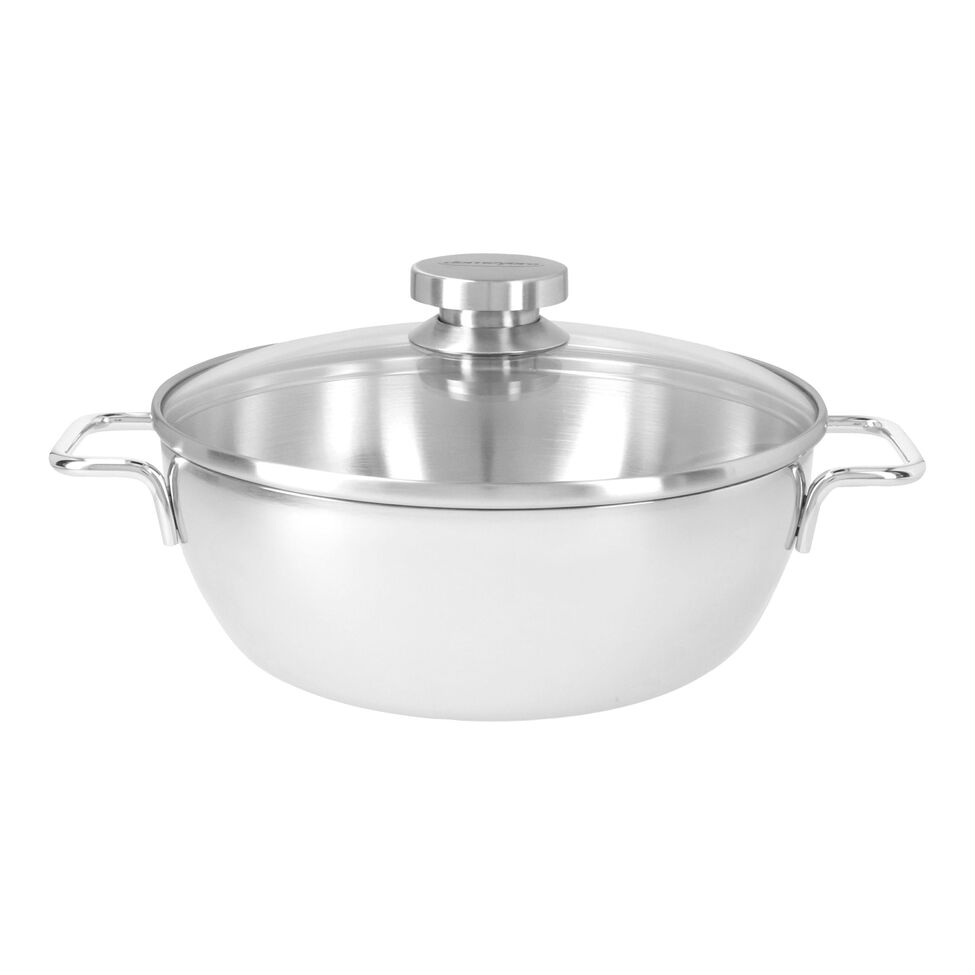 Servierpfanne mit Glasdeckel 24 cm, 18/10 Edelstahl