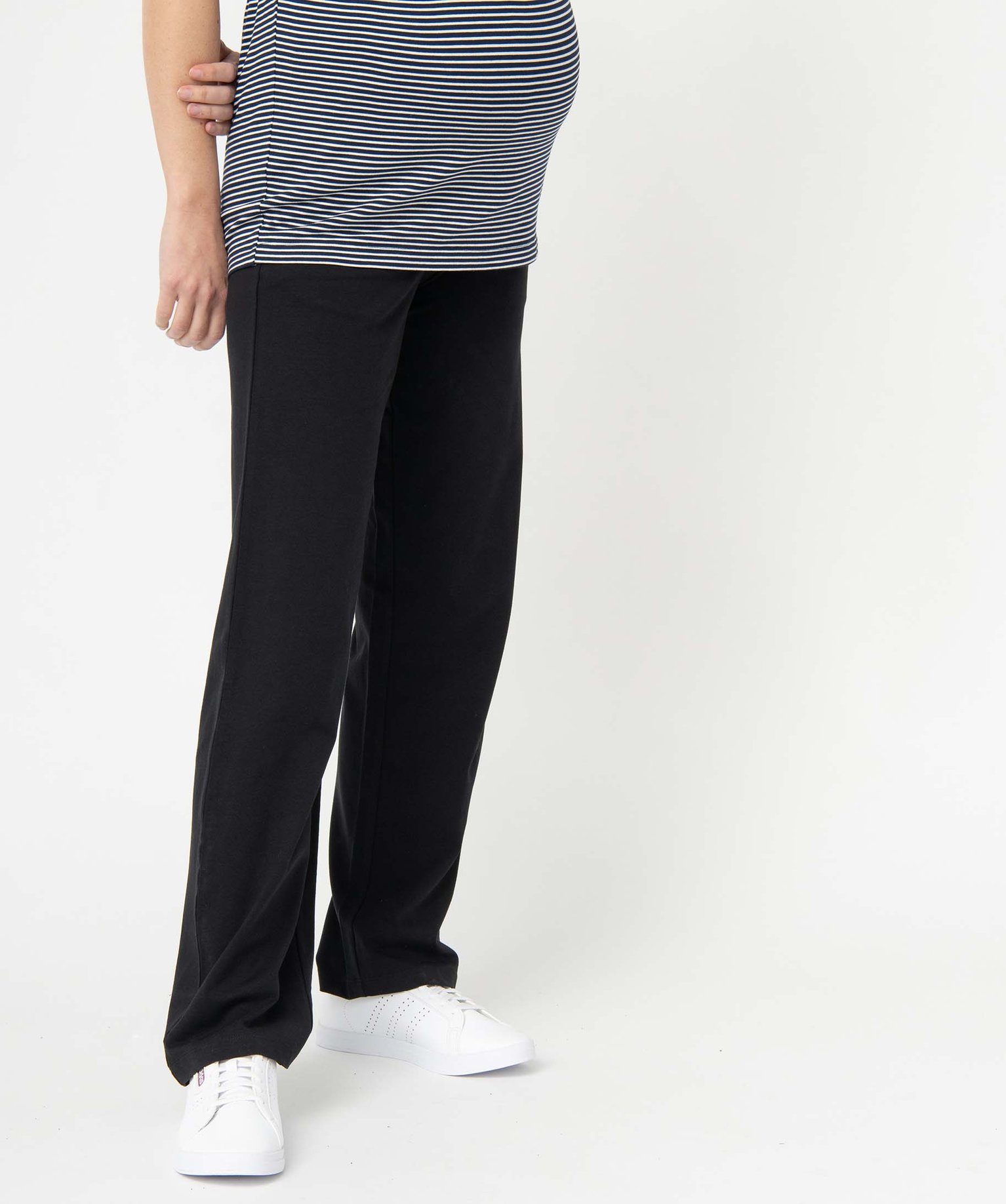 Pantalon de grossesse droit en jersey avec lien à la taille noir | GEMO