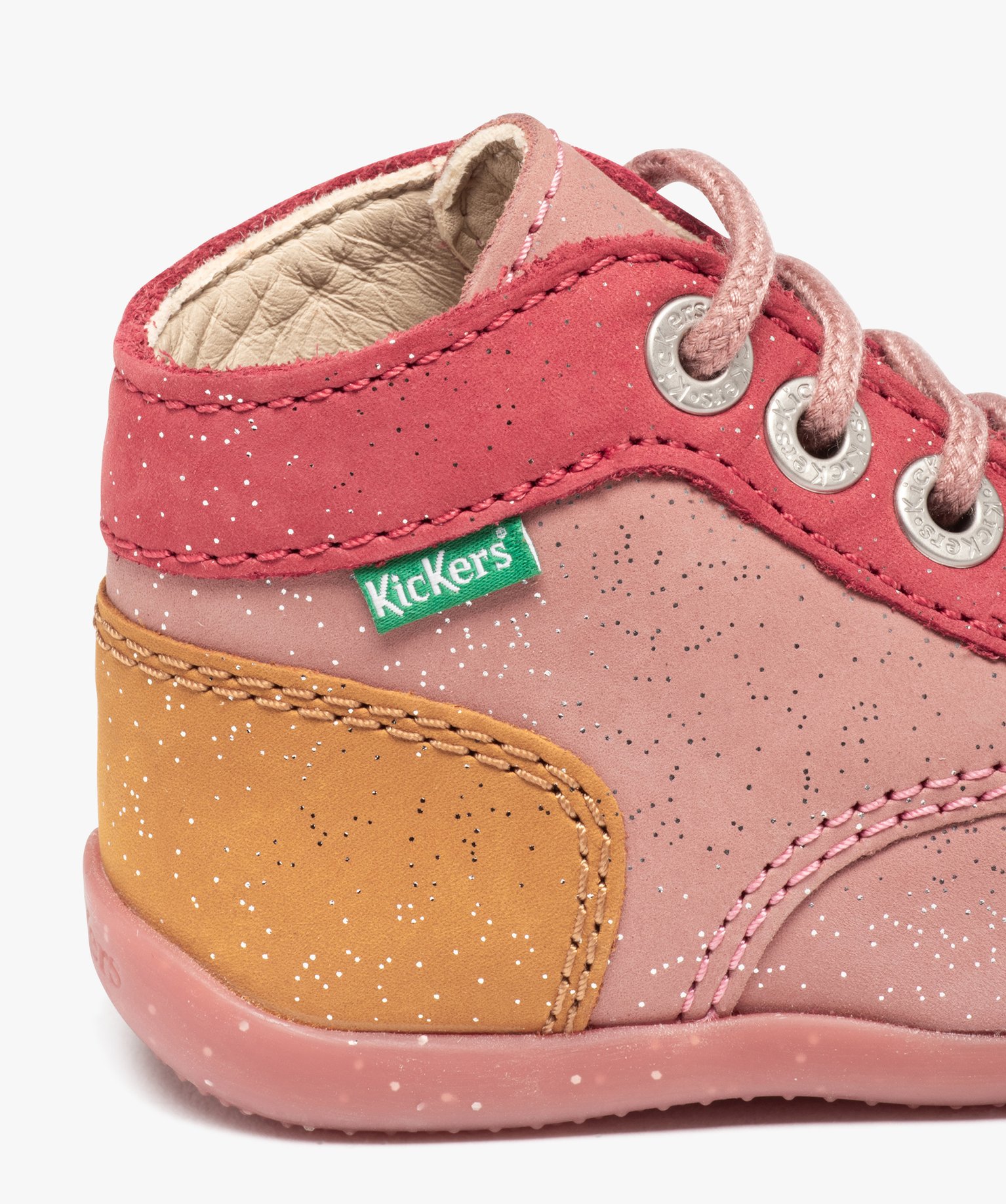 Chaussure premiers pas bébé fille en cuir et à paillettes... rose | GEMO