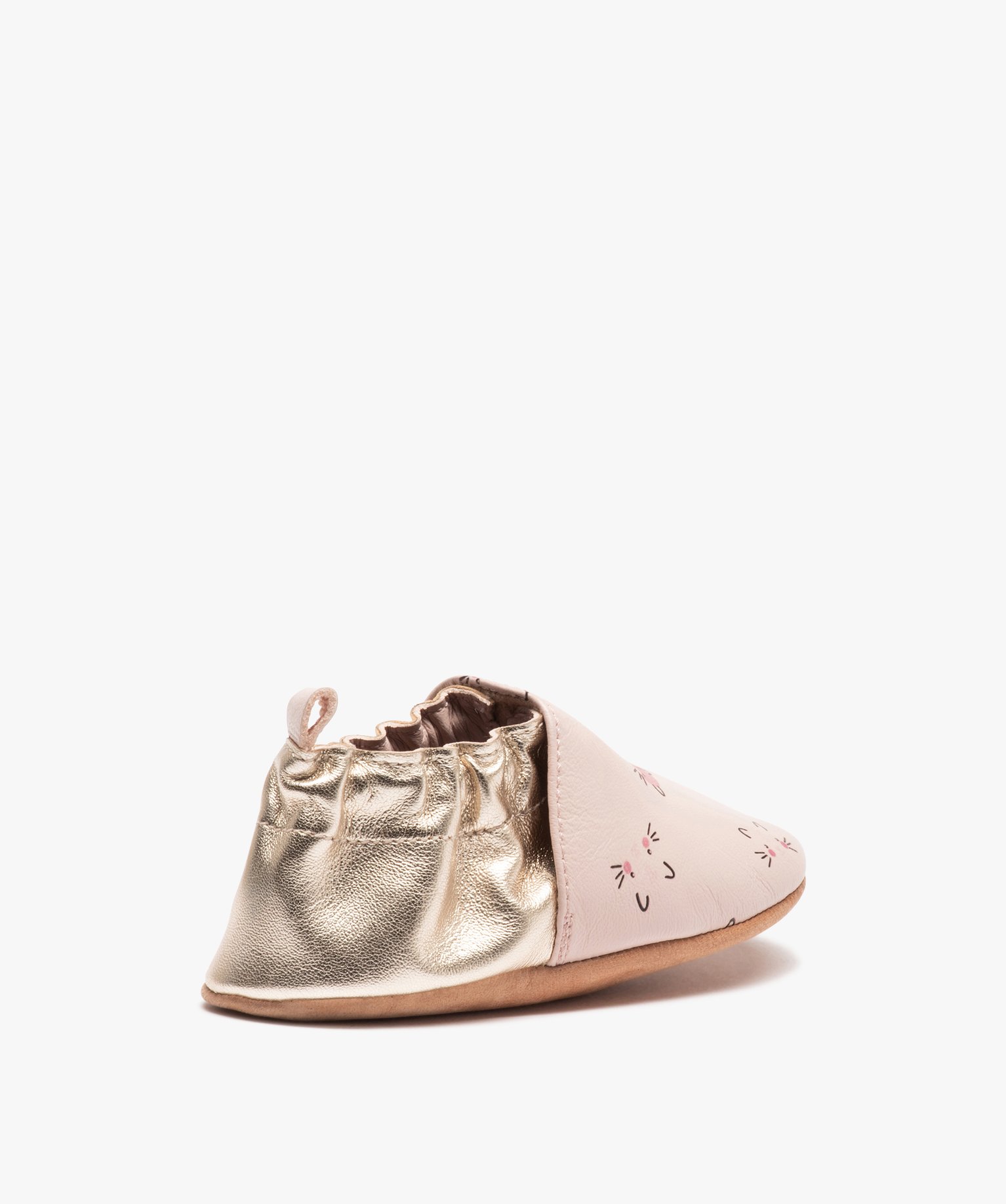 Chaussons bébé fille en cuir imprimés chats rose | GEMO