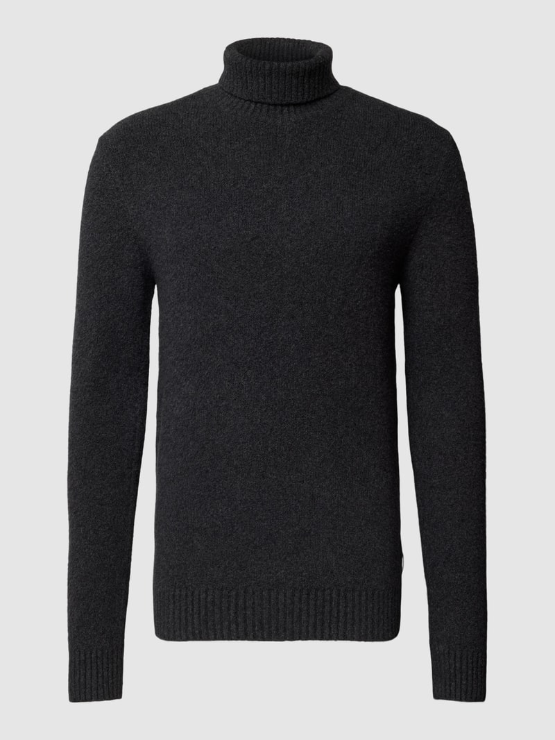 Rollkragenpullover in unifarbenem Design Modell 'Zino' in anthrazit