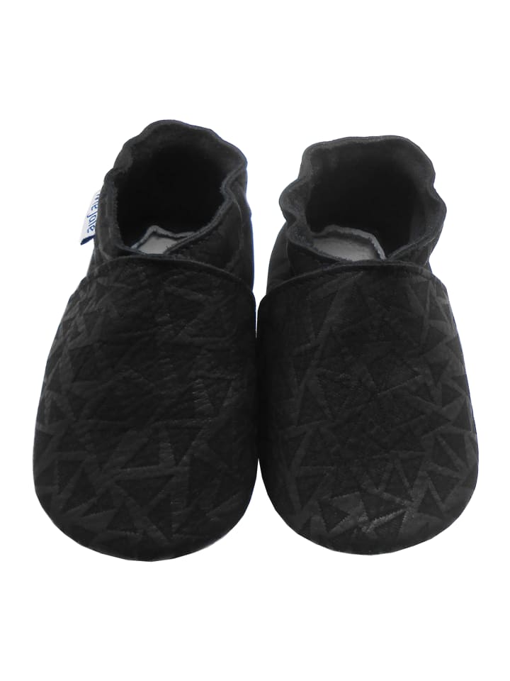 Yalion Leder-Krabbelschuhe in Schwarz günstig kaufen