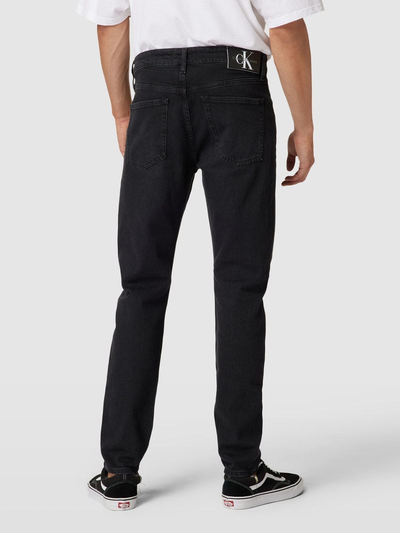Slim Fit Jeans mit Label-Details in black