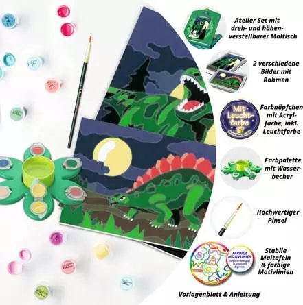 CreArt Atelier Dinosaurier - Malen nach Zahlen für Kinder ab 7 Jahren