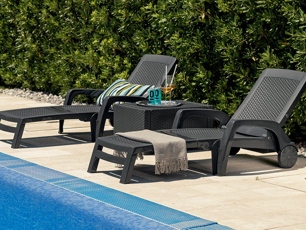 Bica Gartenliege Bica Lettino Miami Sonnenliege, Gartenliege verstellbar, mit Rollen