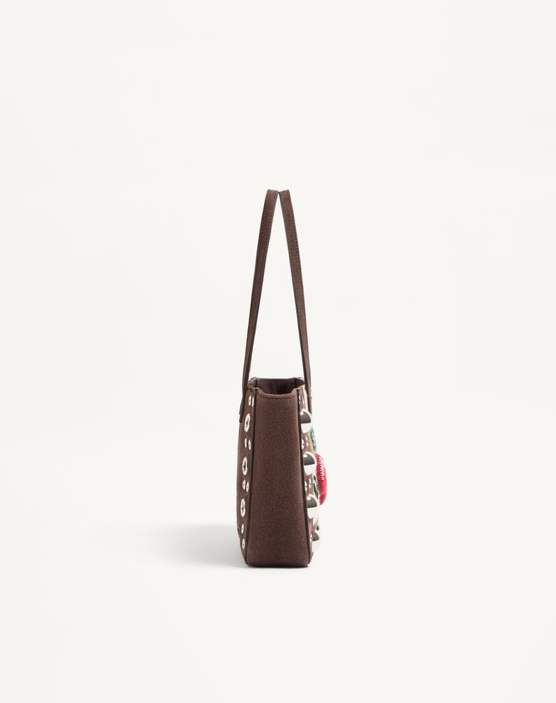 Bolsa de compras mini Valentino Garavani Nellcôte bordada com motivo de cereja.