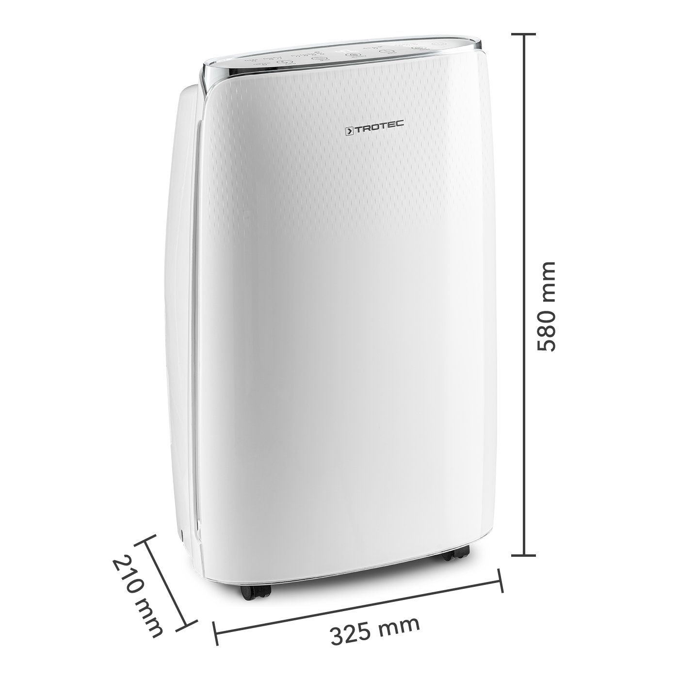TROTEC Luftentfeuchter TTK 67 E, für 125 m³ Räume, Entfeuchtung 24,00 l/Tag, Tank 3,50 l, Entfeuchtungsautomatik mit Zielwertvorwahl zwischen 30 und 80 %