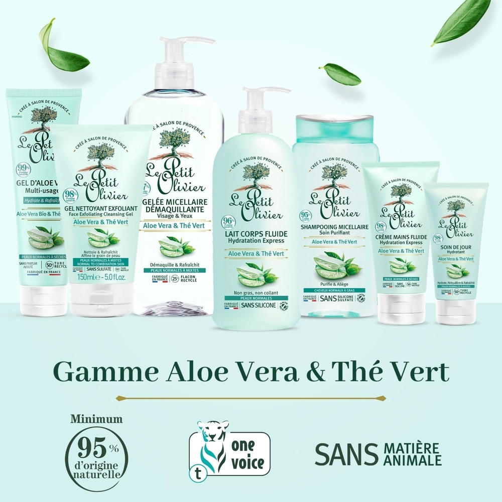 le petit olivier Shampooing Micellaire Soin Purifiant Aloe Vera & Thé Vert Shampooing - Cheveux Normaux à Gras