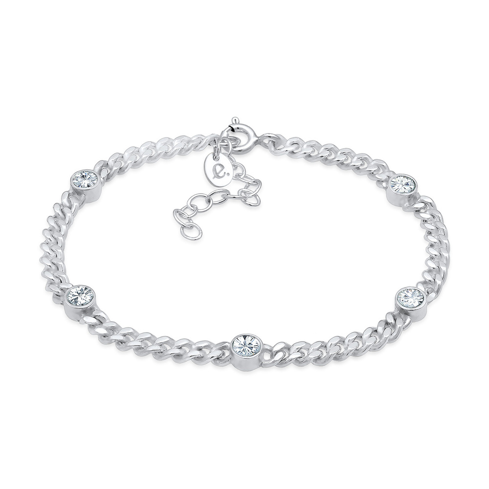 Elli PREMIUM Elli PREMIUM Bracelet Panzerkette Basic Kristalle 925 Silber Bracelet