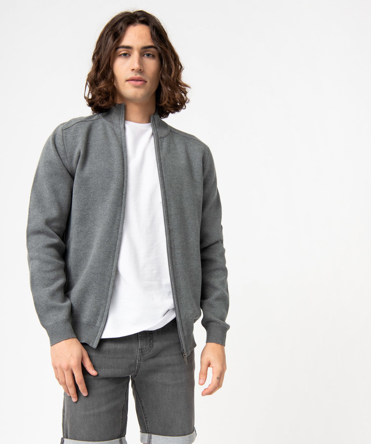 Gilet à fermeture zippée et col montant homme gris | GEMO