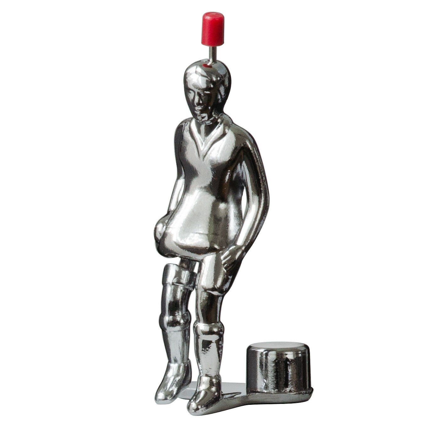 Tipp-Kick Tischfußballspiel Kicker Torwandbox SILBER Figur Spieler Tip Kick mit rundem Fuss mit Ball