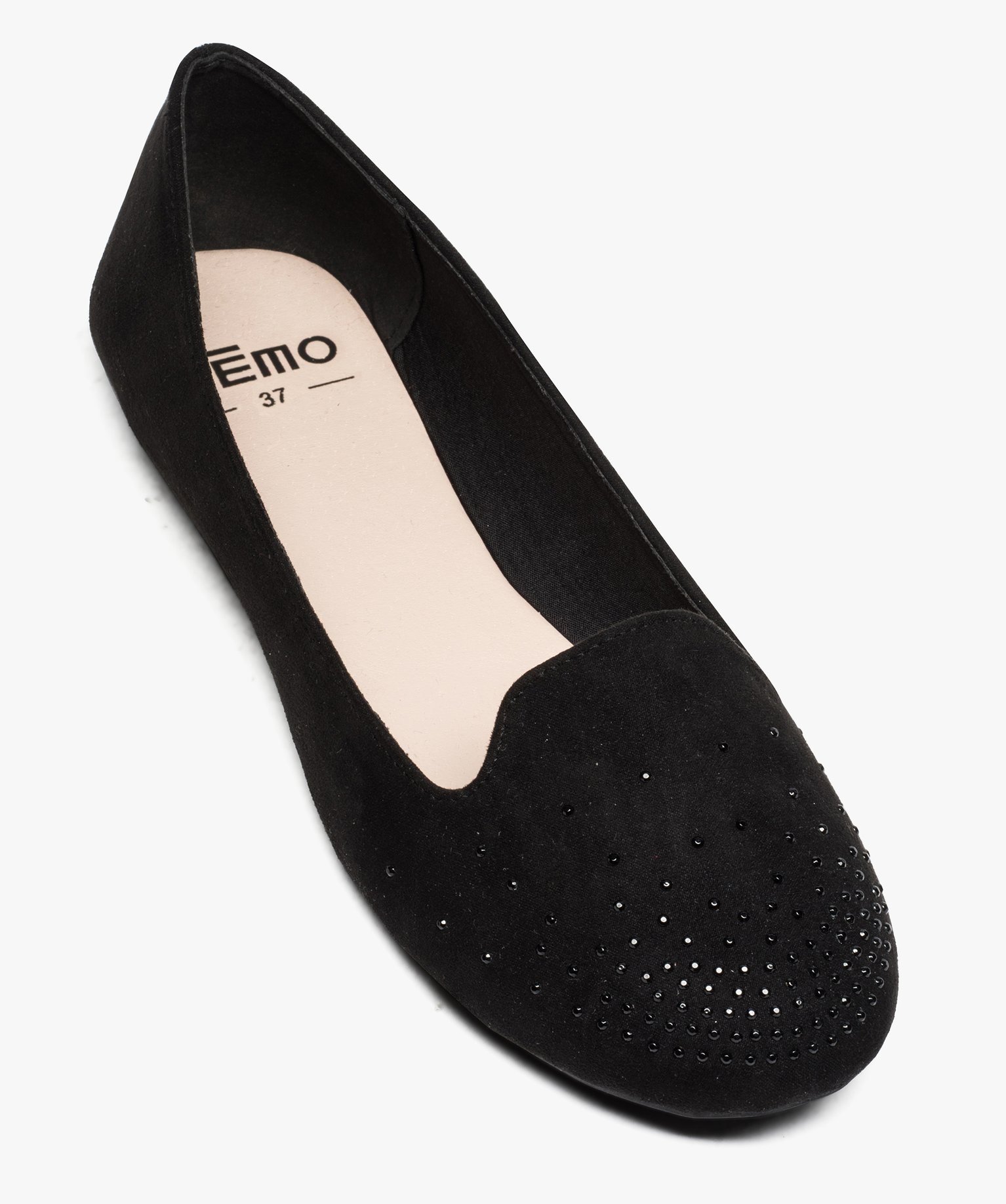 Ballerines femme style slippers unies avec strass noir | GEMO