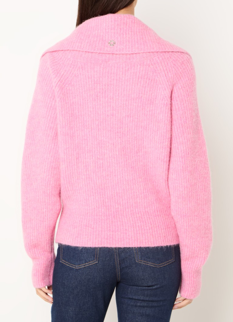 Cardigan Maje in maglia a coste, misto lana d'alpaca e fantasia mélange.
