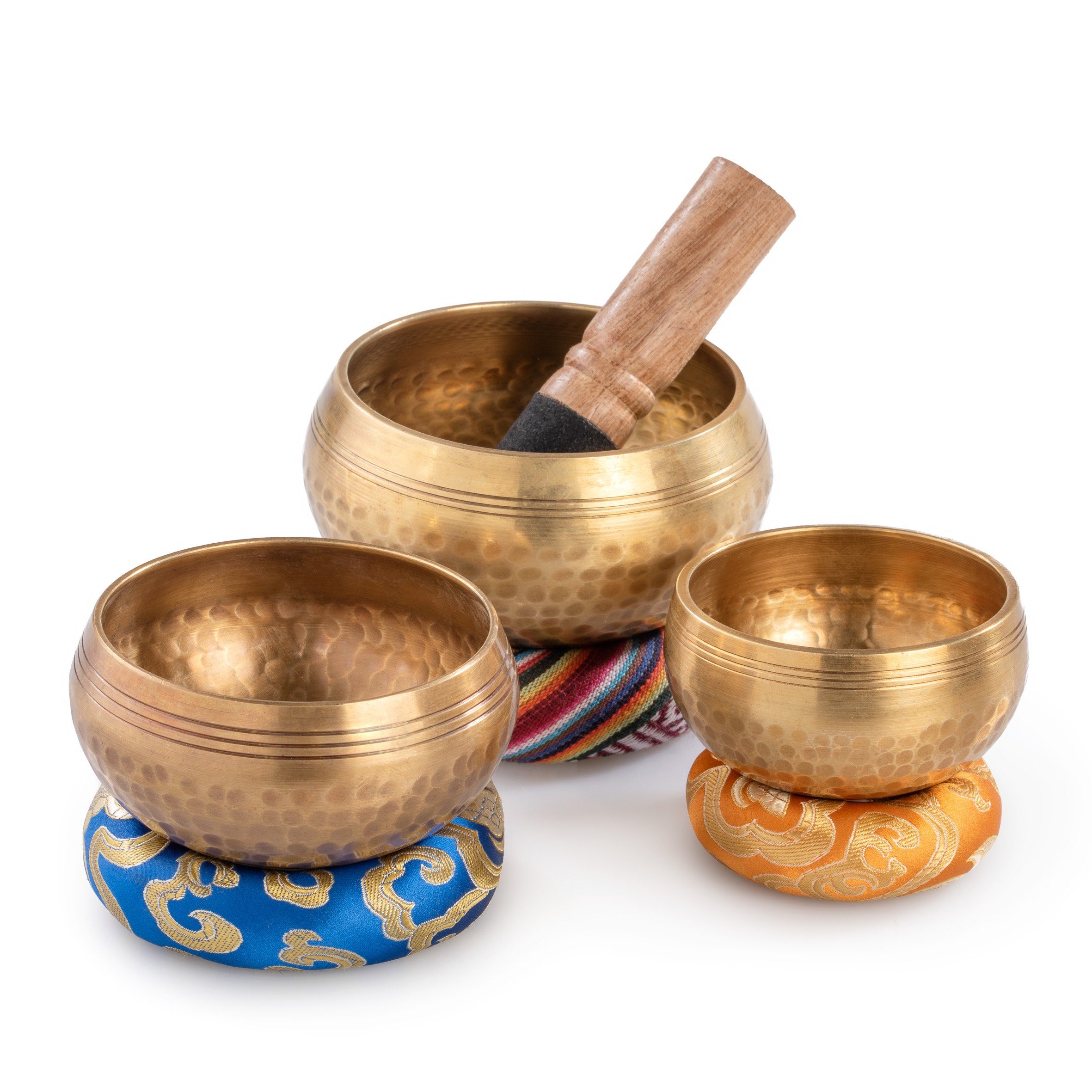 naturling Klangschalen Percussion,3er Set, 3-St., mit Klöppel und Kissen, 8 bis 11 cm Durchmesser