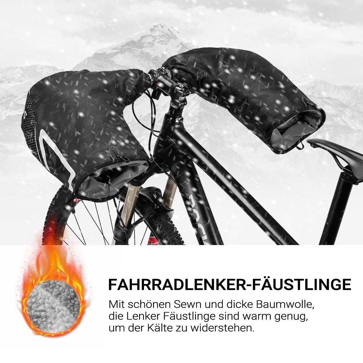 ROCKBROS Fahrradhandschuhe Lenkerstulpen Lenker Handschuhe für Fahrrad Motorrad Roller Scooter Gefüttert Winddicht Wasserfest Reflektierend