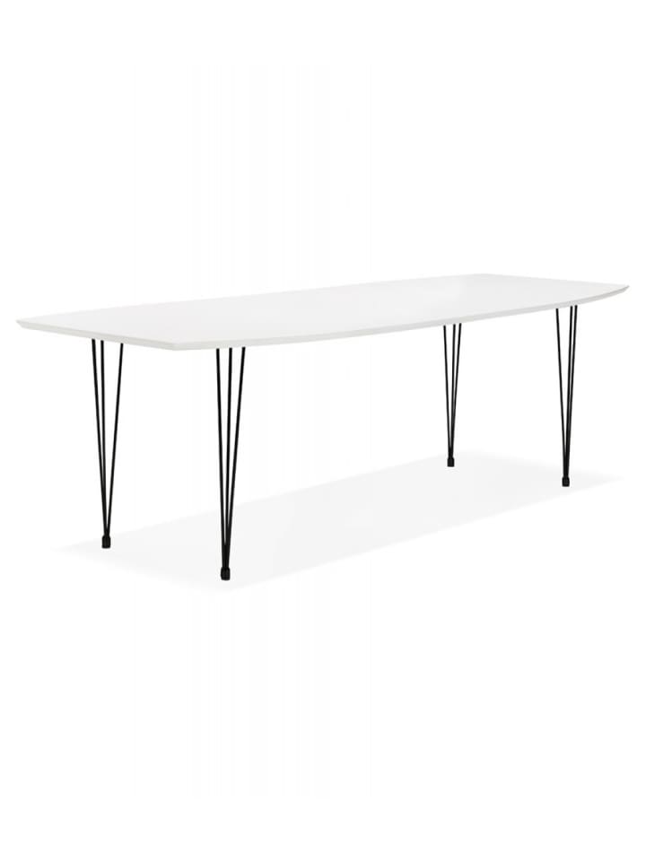 KADIMA DESIGN Ausziehbarer Esstisch aus Holz und Metall | Weiß Schwarz in Weiß-Schwarz günstig kaufen onesize