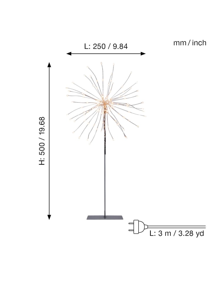 STAR Trading LED Deko-Stehleuchte 'Firework', 120 LEDs, silber, warmweiß, 50cm günstig kaufen onesize