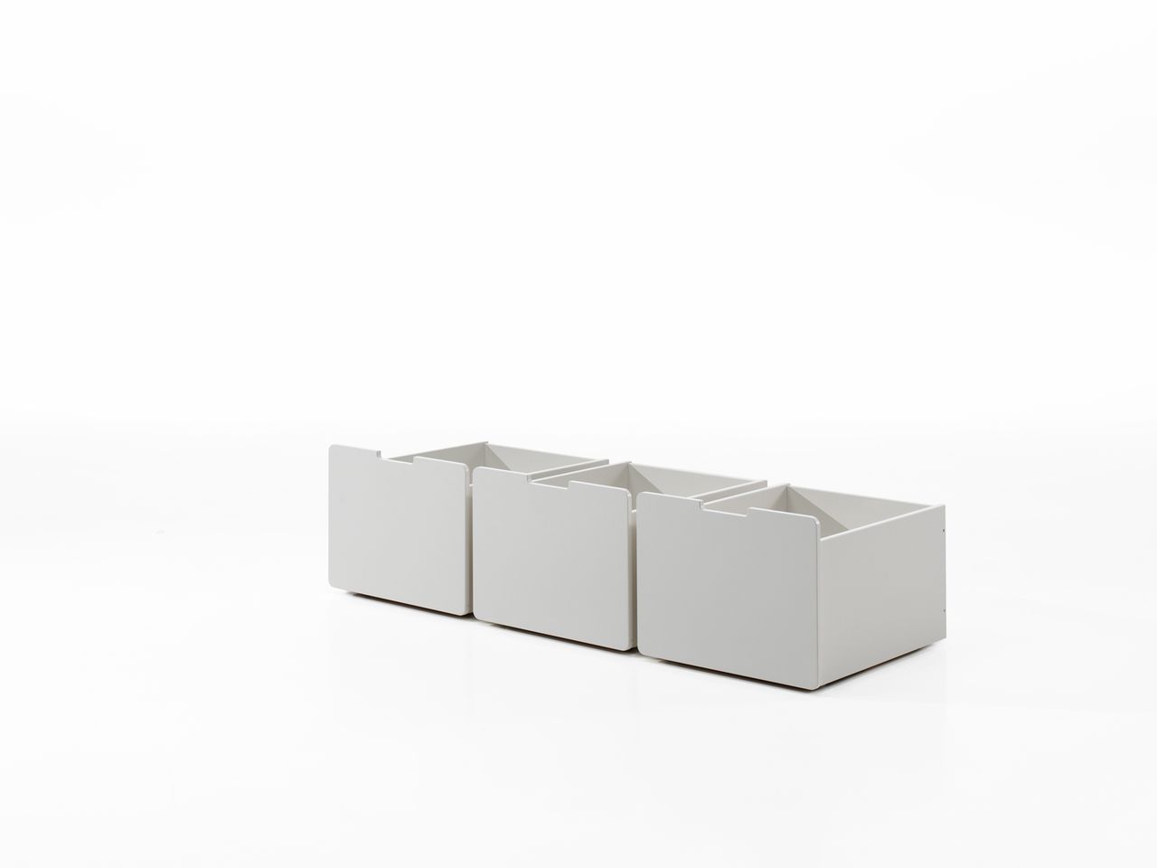 VIPACK Schubladen-Set, best. aus 3 Schubkästen auf Rollen, MDF weiß lackiert