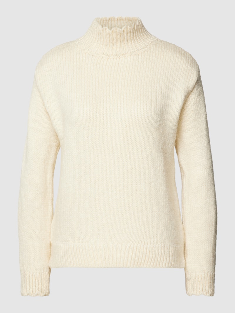 Strickpullover mit Stehkragen in ecru