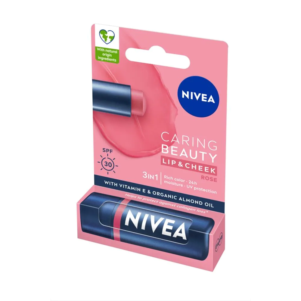Nivea Caring Beauty 3in1 Rose Lip Balm